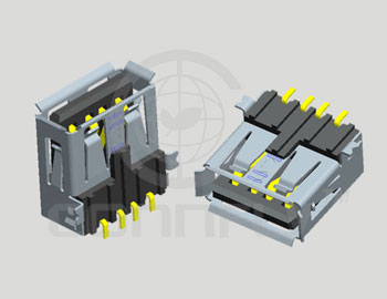 Разъем USB2.0 "гнездо" 4 конт. тип A, SMT на плату с фикс. (белый изол.) Connfly DS1095-02-WNM0